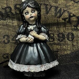 Creepy Odd Goth Gothic Ghost Girl Altered Repainted Horror Doll Figure Figurine